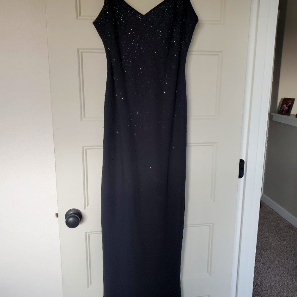 Black prom dress with beadwork